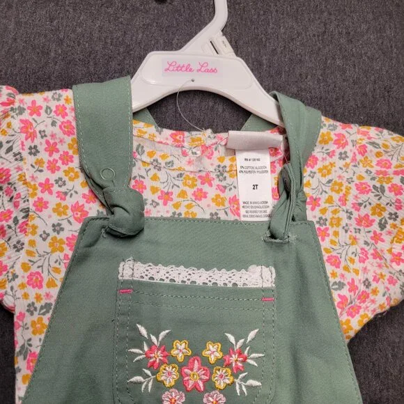 Girls overalls, Little Lass, size 2t. Green, new with tags - Picture 4 of 7